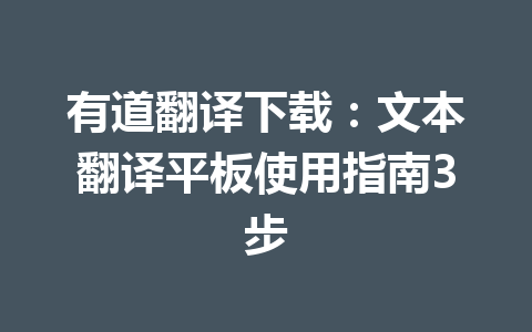 有道翻译下载：文本翻译平板使用指南3步 一