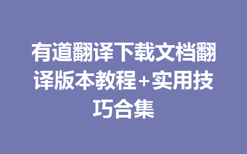 有道翻译下载文档翻译版本教程+实用技巧合集 一