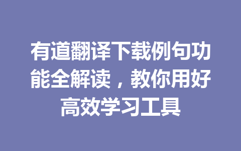 有道翻译下载例句功能全解读,教你用好高效学习工具 一