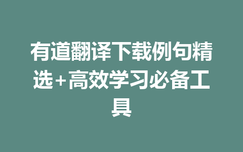 有道翻译下载例句精选+高效学习必备工具 一